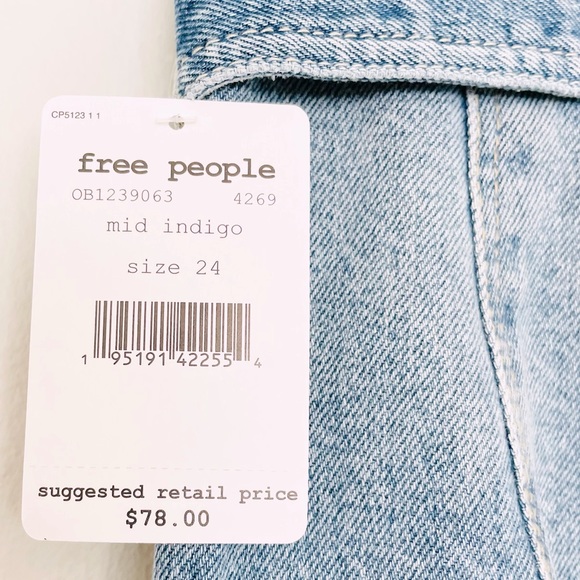 Free People NWT High Rise Indigo Denim Mini Skirt - Picture 6 of 9